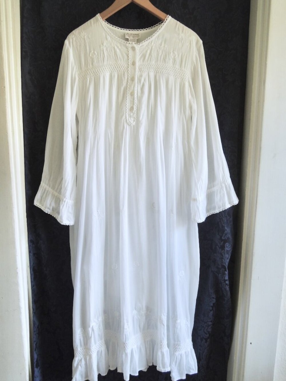 Vintage Raiment Fashions White Fairycore Cottagecore Shift Gown M *Runs L - Picture 8 of 10